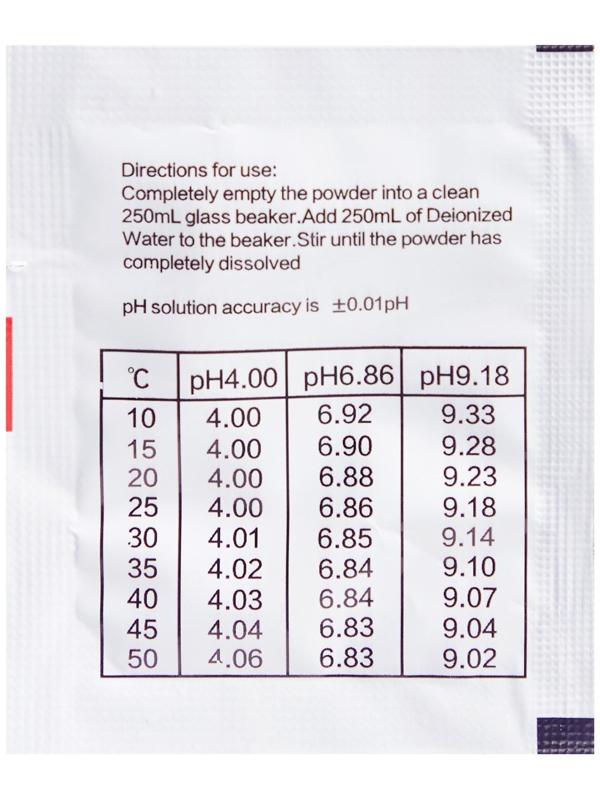 Буферные порошки для калибровки PH метра, 3 шт (4.01, 6.86, 9.18)
