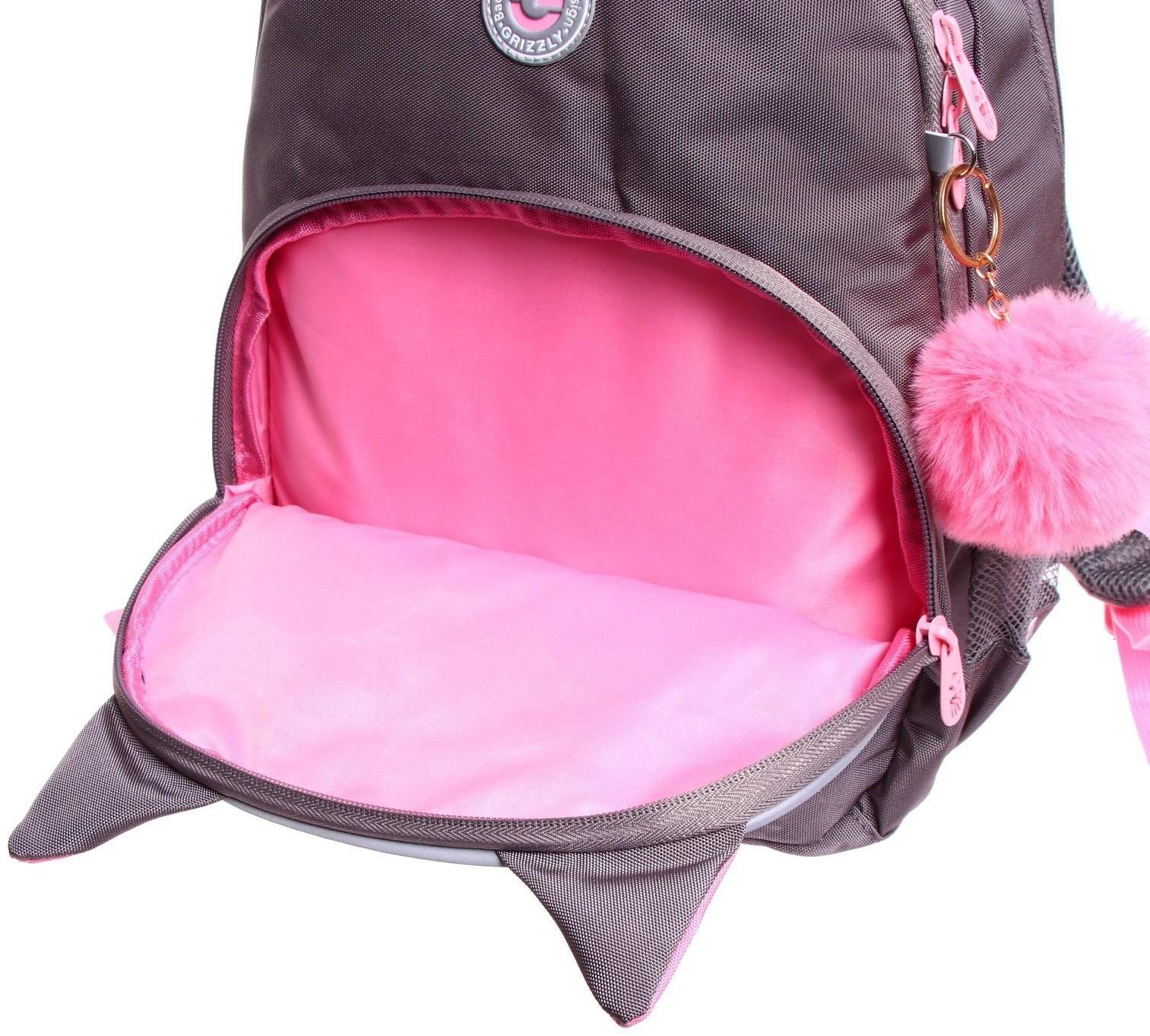 Рюкзак школьный, 40 х 27 х 20 см, Grizzly 360, эргономичная спинка, отделение для ноутбука, + брелок, серый RG-360-7_4