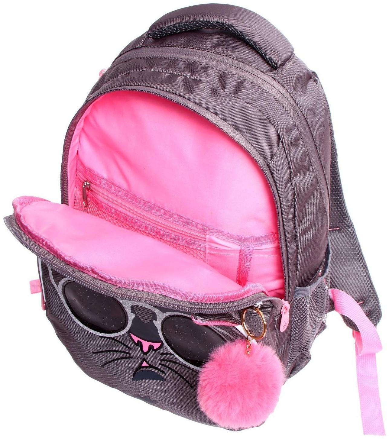 Рюкзак школьный, 40 х 27 х 20 см, Grizzly 360, эргономичная спинка, отделение для ноутбука, + брелок, серый RG-360-7_4