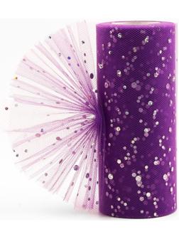 Фатин с блёстками, 15 см, 11 ± 1 г/кв.м, 23 ± 1 м, цвет фиолетовый №27