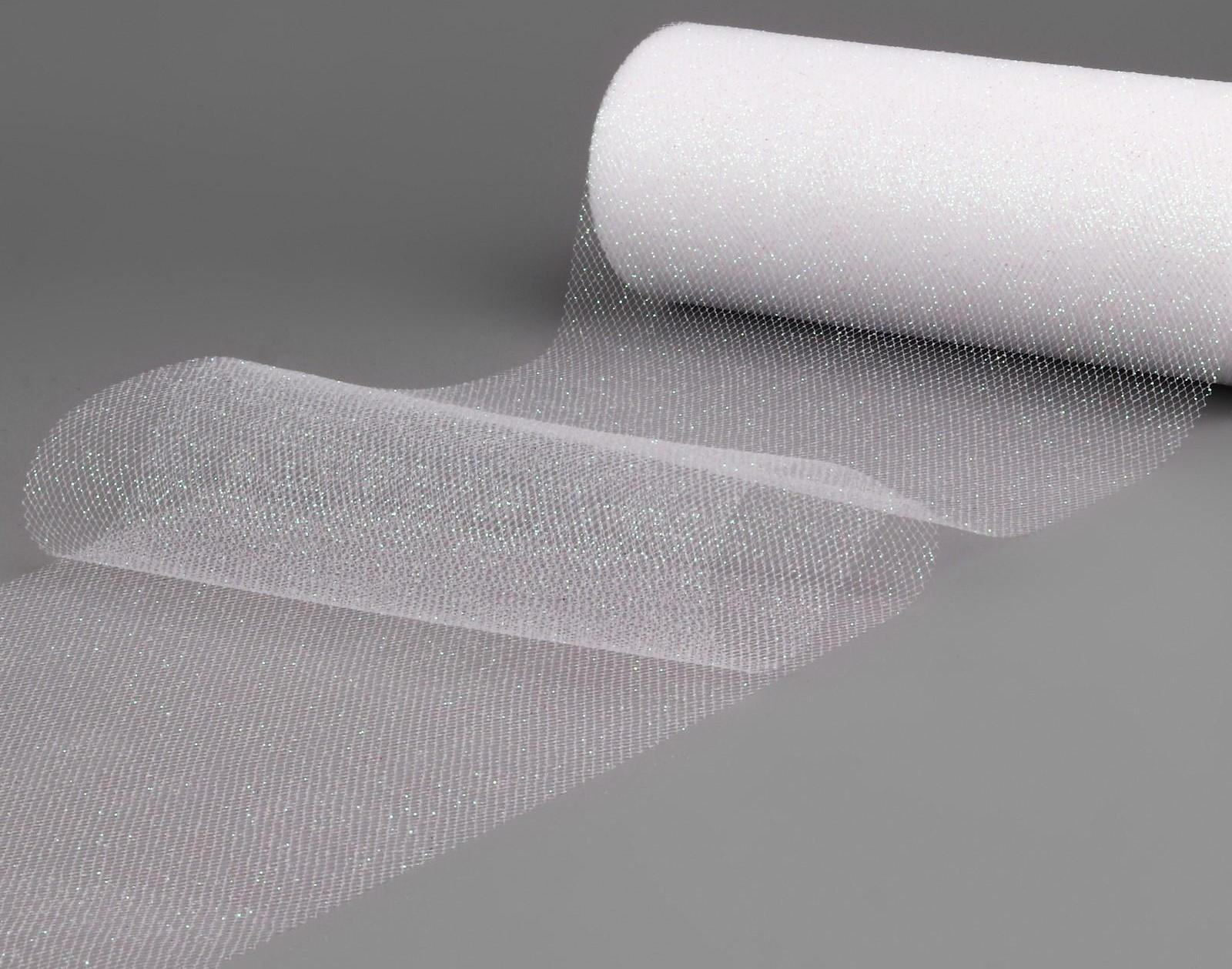 Фатин с глиттером, 15 см, 11 ± 1 г/кв.м, 9 ± 0,5 м, цвет белый №1