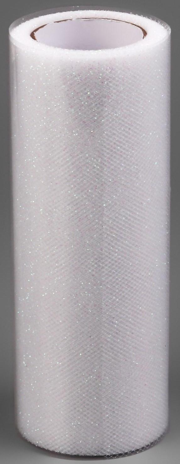 Фатин с глиттером, 15 см, 11 ± 1 г/кв.м, 9 ± 0,5 м, цвет белый №1