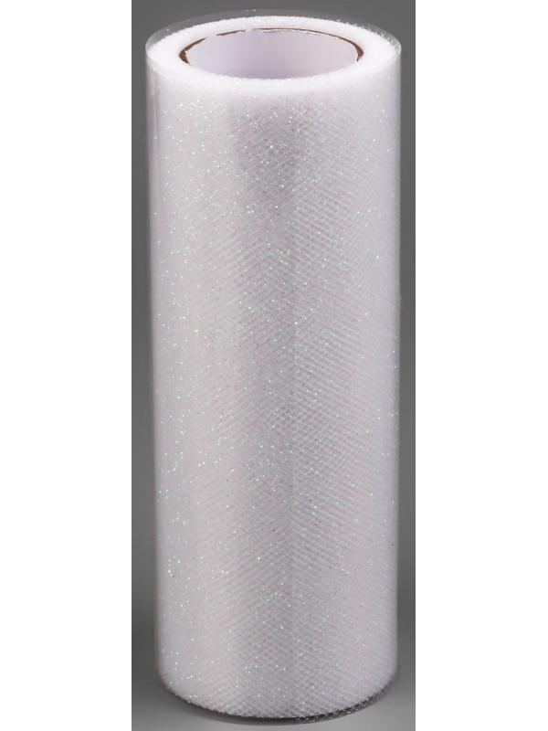 Фатин с глиттером, 15 см, 11 ± 1 г/кв.м, 9 ± 0,5 м, цвет белый №1