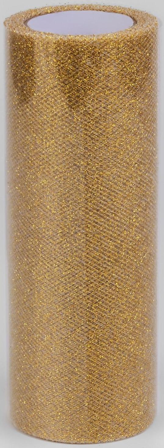 Фатин с глиттером, 15 см, 11 ± 1 г/кв.м, 9 ± 0,5 м, цвет золотой №05