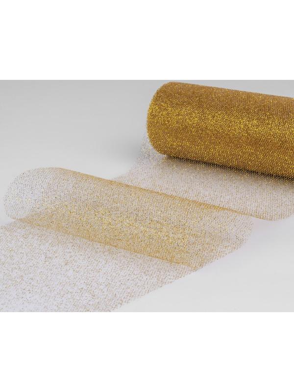 Фатин с глиттером, 15 см, 11 ± 1 г/кв.м, 9 ± 0,5 м, цвет золотой №05