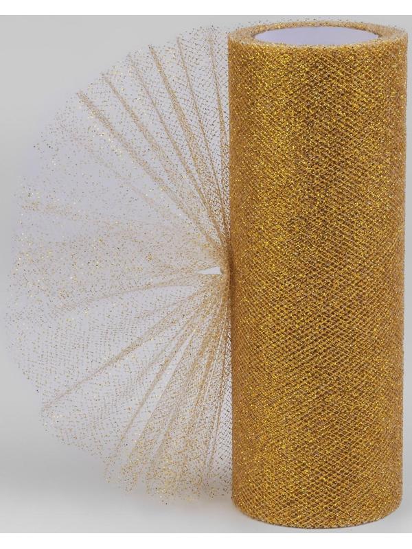 Фатин с глиттером, 15 см, 11 ± 1 г/кв.м, 9 ± 0,5 м, цвет золотой №05