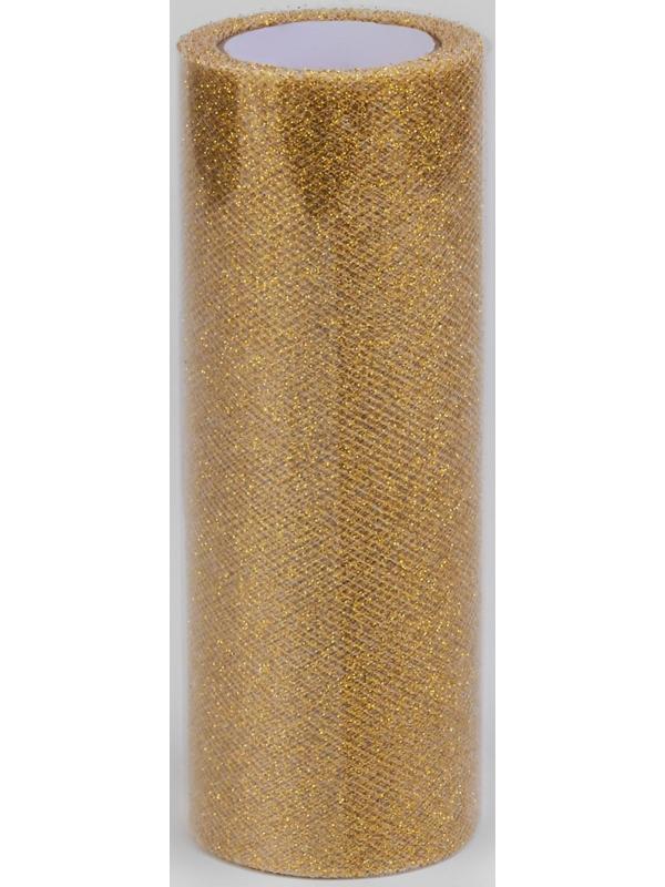 Фатин с глиттером, 15 см, 11 ± 1 г/кв.м, 9 ± 0,5 м, цвет золотой №05