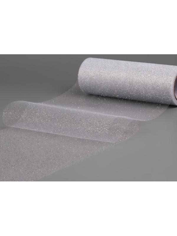 Фатин с глиттером, 15 см, 11 ± 1 г/кв.м, 9 ± 0,5 м, цвет серебряный №06