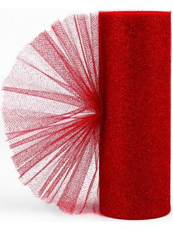 Фатин с глиттером, 15 см, 11 ± 1 г/кв.м, 9 ± 0,5 м, цвет красный №20