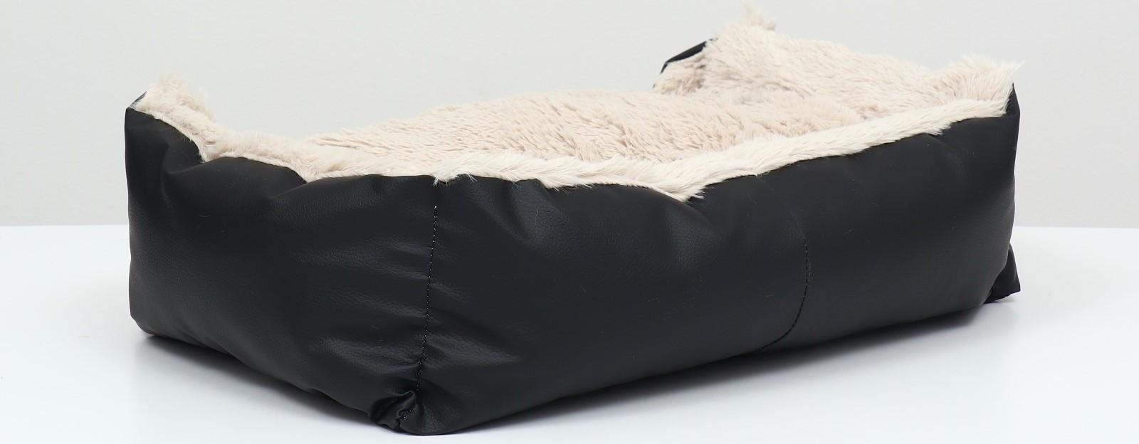 Лежак с подушкой  мех, экокожа,  57 х 41 х 17см,бежевый