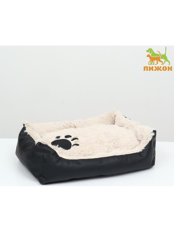 Лежак с подушкой  мех, экокожа,  57 х 41 х 17см,бежевый