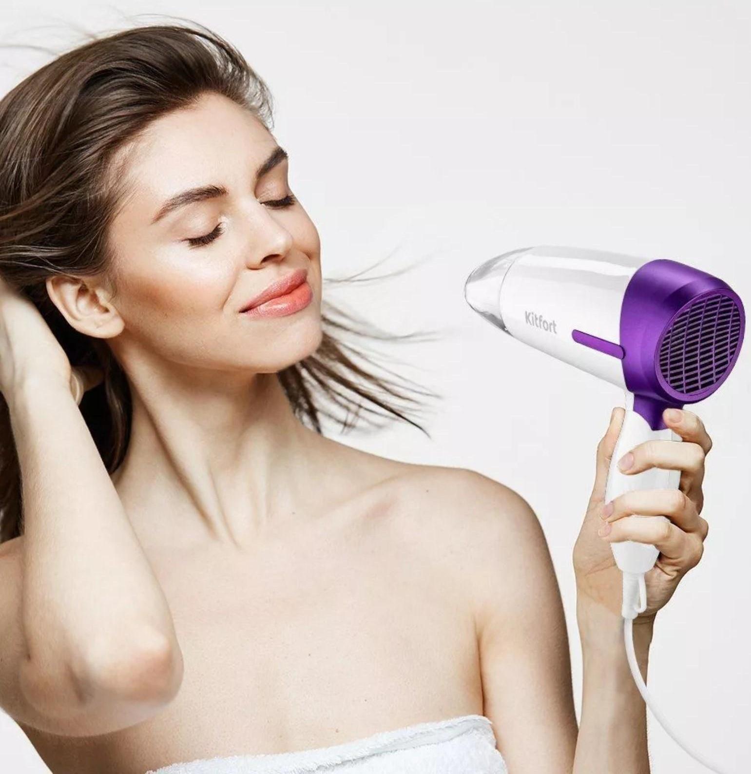 Фен Kitfort КТ-3209, складной, 850 Вт, 2 скорости, шнур 1.2 м