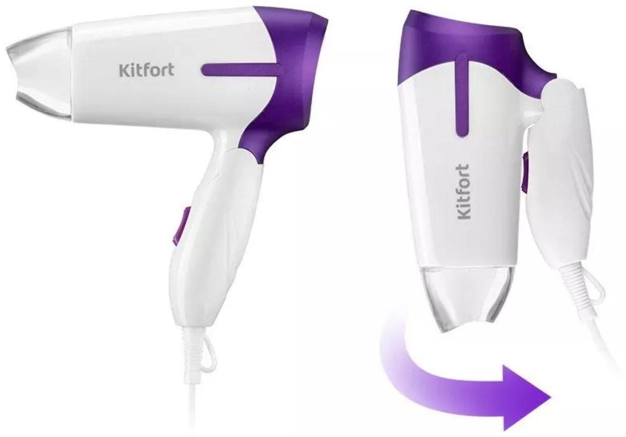 Фен Kitfort КТ-3209, складной, 850 Вт, 2 скорости, шнур 1.2 м