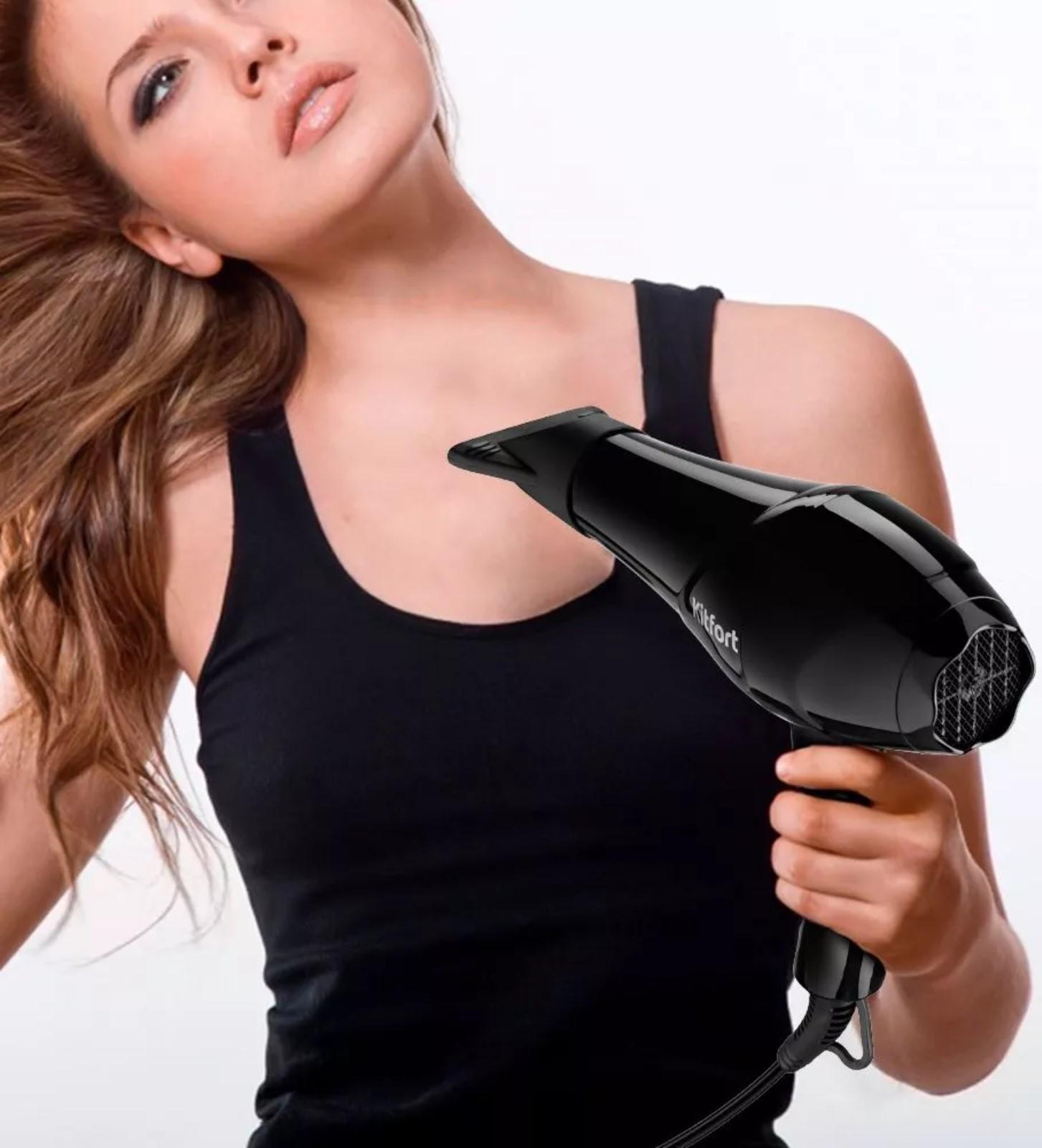 Фен Kitfort КТ-3204, 1000-1200 Вт, 2 скорости, 3 режима, концентратор, шнур 1.6 м