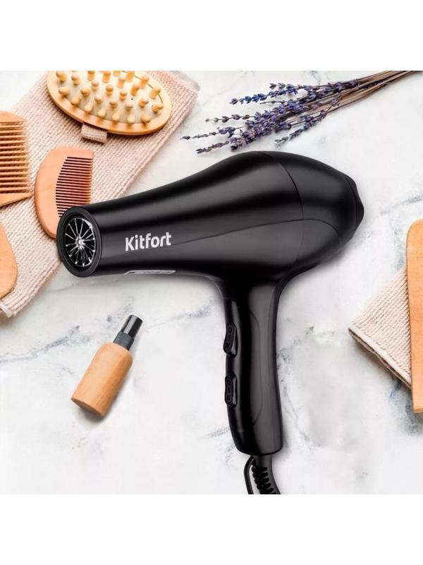 Фен Kitfort КТ-3205, 1000-1200 Вт, 2 скорости, 3 режима, концентратор, шнур 1.6 м