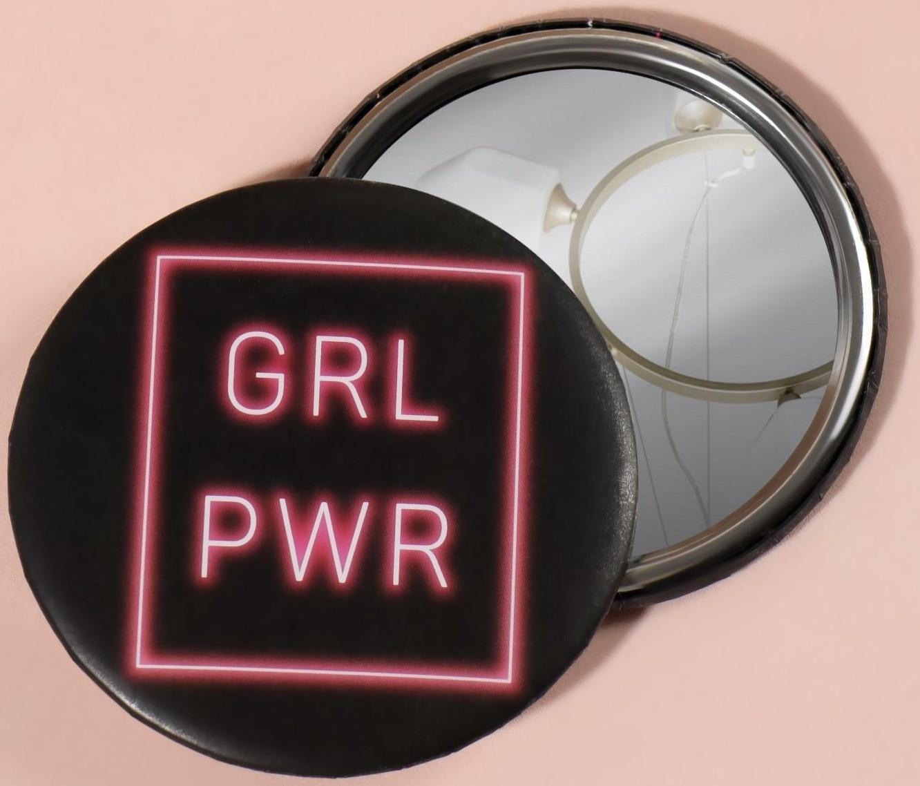 Зеркало «GRL PWR», d 7,5 см, PVC - коробка, рисунок МИКС