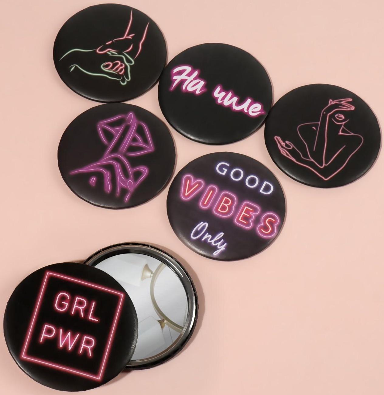 Зеркало «GRL PWR», d 7,5 см, PVC - коробка, рисунок МИКС