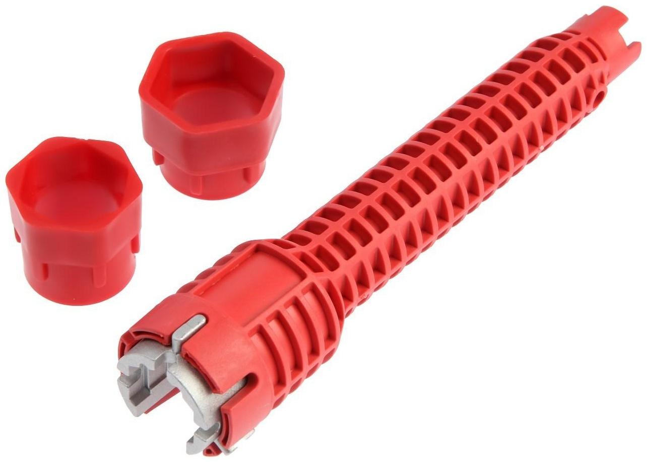 Ключ сантехнический 8 в 1 ТУНДРА, вставки 21-40 мм, корпус 28 и 52 мм, экстрактор, 250 мм