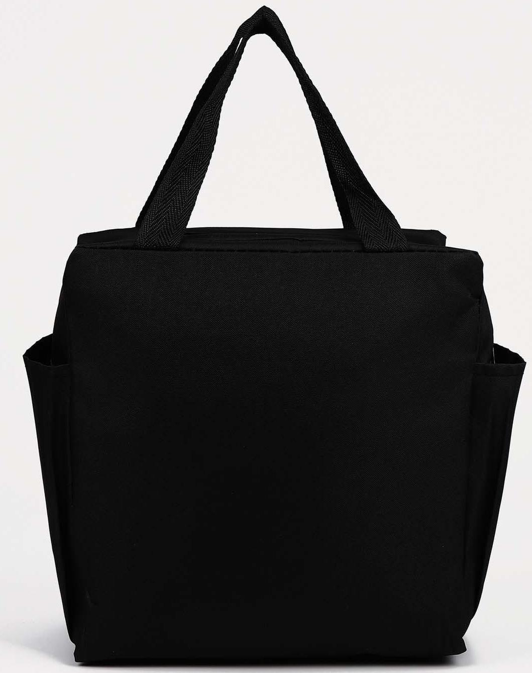 Термосумка на молнии 8.7 л, 2 наружных кармана, цвет чёрный