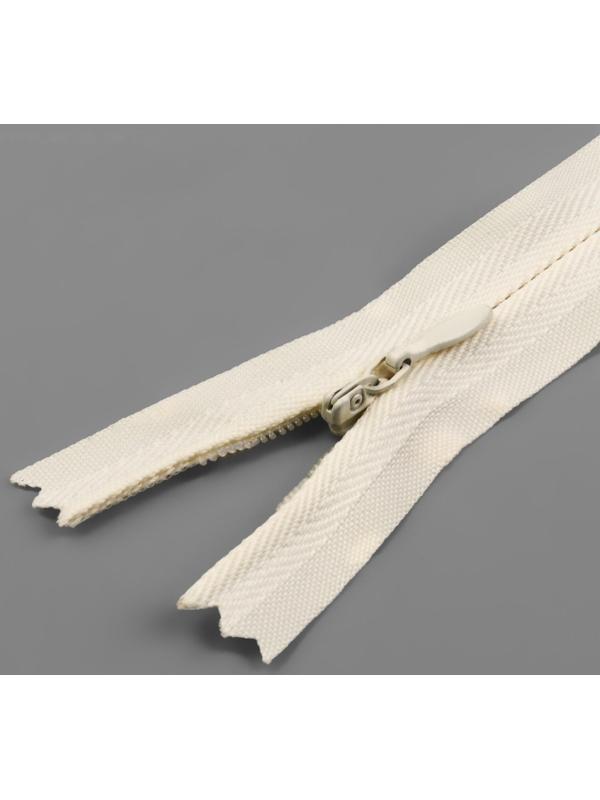 Молния потайная, №3, неразъёмная, замок автомат, 60 см, цвет слоновая кость