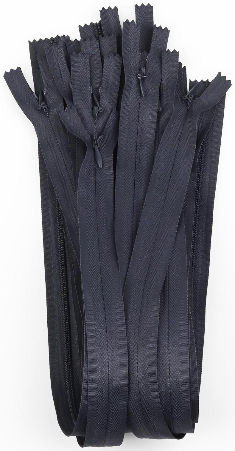 Молния потайная, №3, неразъёмная, замок автомат, 50 см, цвет тёмно-серый