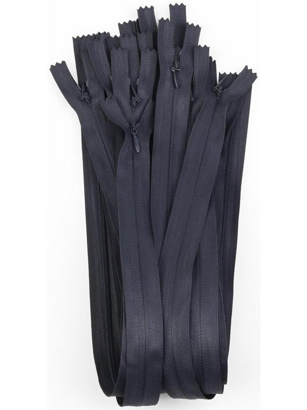 Молния потайная, №3, неразъёмная, замок автомат, 60 см, цвет тёмно-серый