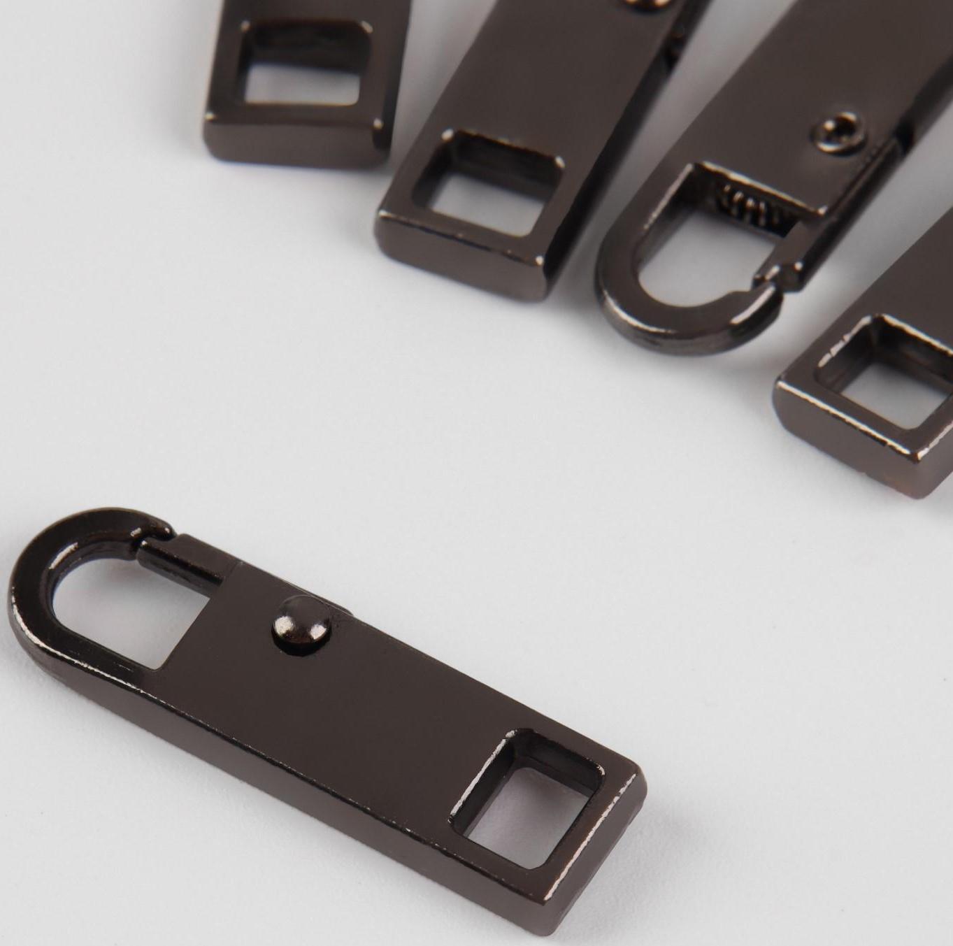 Пуллер для молнии, металлический, 3 × 0,9 см, 5 шт, цвет чёрный никель