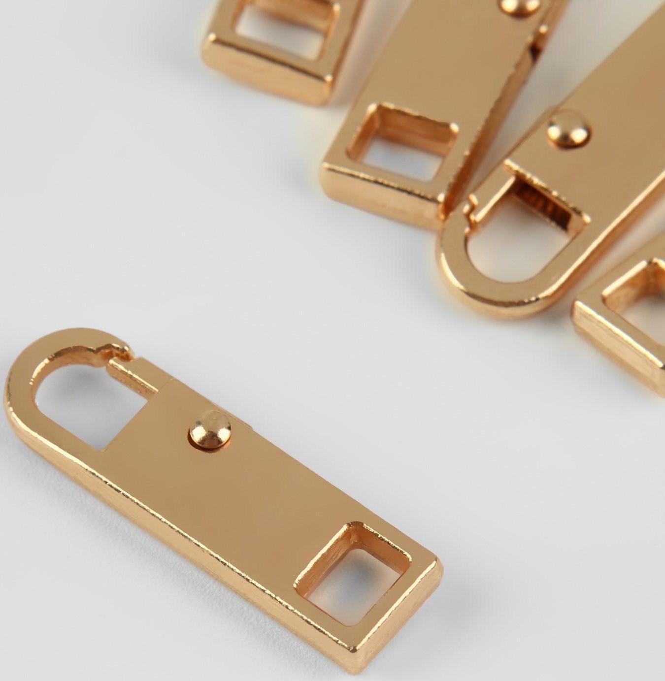 Пуллер для молнии, металлический, 3 × 0,9 см, 5 шт, цвет золотой