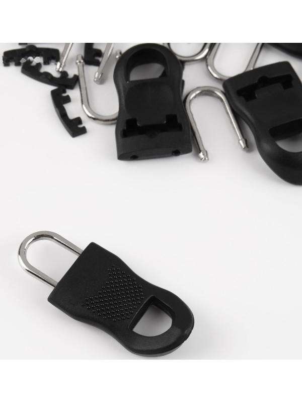 Пуллер для молнии, съёмный, 3,5 × 1,5 см, 10 шт, цвет чёрный