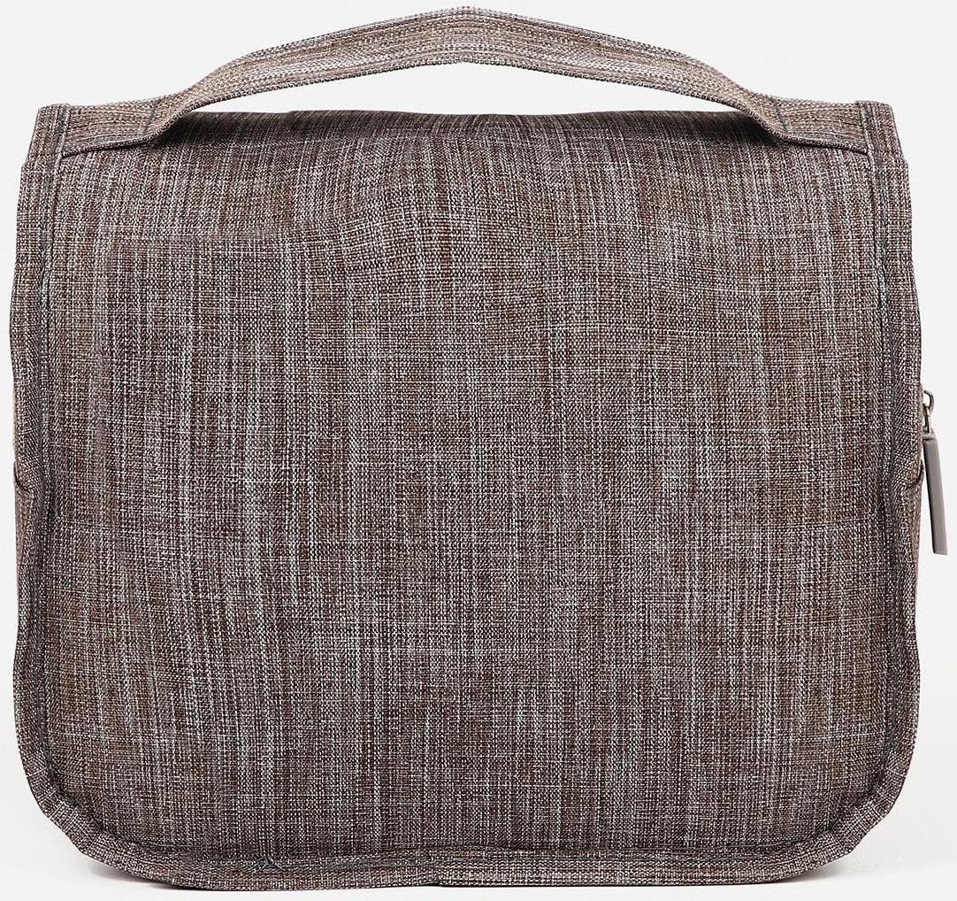 Косметичка-несессер на липучках, с крючком, цвет серый