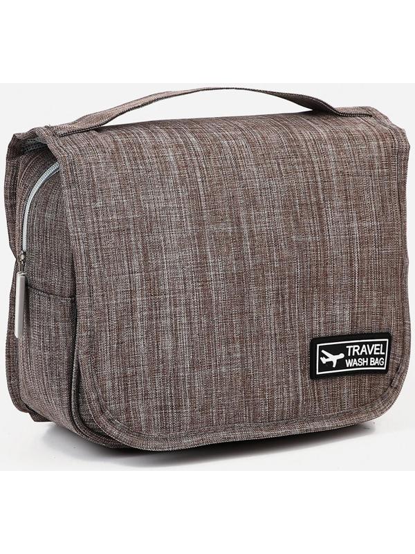 Косметичка-несессер на липучках, с крючком, цвет серый