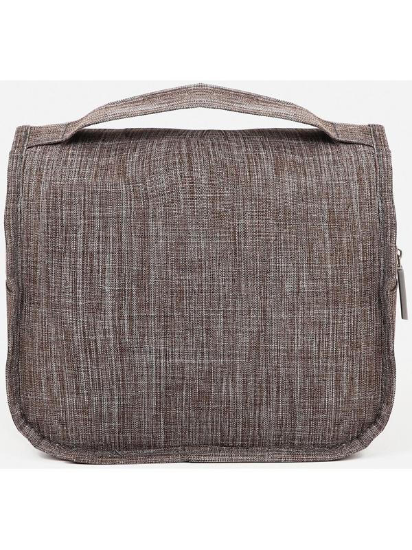 Косметичка-несессер на липучках, с крючком, цвет серый