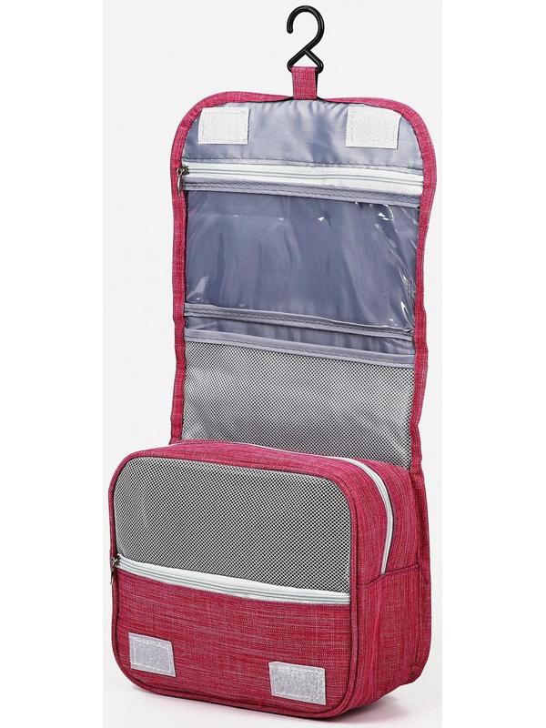 Косметичка-несессер на липучках, с крючком, цвет розовый