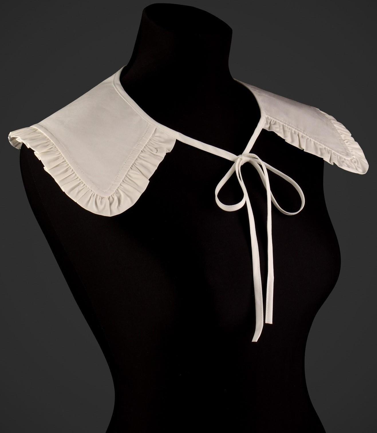 Воротник накладной, с отделкой из рюш, диаметр горловины = 41 см, 76 × 15 см, цвет айвори