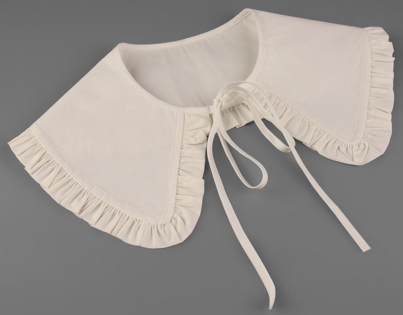 Воротник накладной, с отделкой из рюш, диаметр горловины = 41 см, 76 × 15 см, цвет айвори