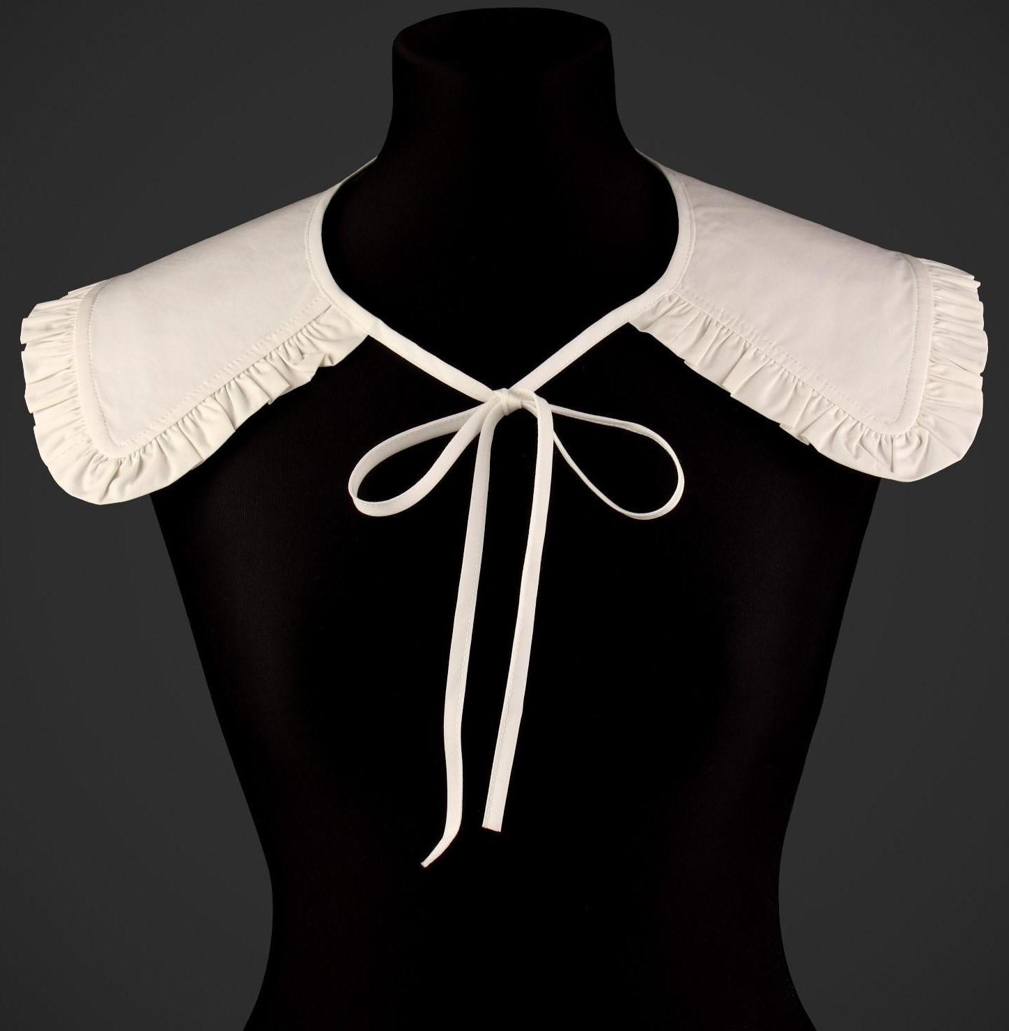 Воротник накладной, с отделкой из рюш, диаметр горловины = 41 см, 76 × 15 см, цвет айвори