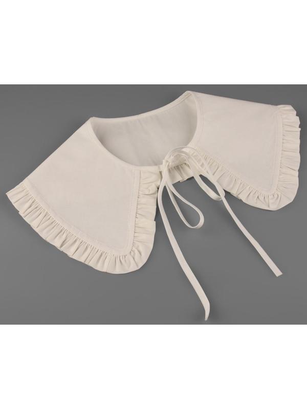 Воротник накладной, с отделкой из рюш, диаметр горловины = 41 см, 76 × 15 см, цвет айвори