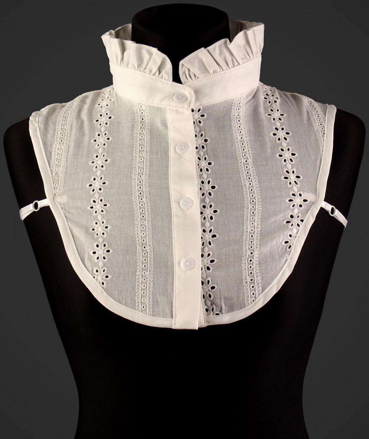 Воротник ложный стойка, ажурный, диаметр горловины = 46 см, 33 × 25,5 см, цвет айвори