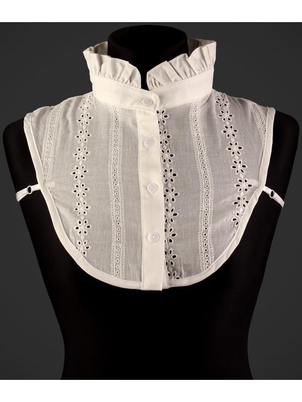 Воротник ложный стойка, ажурный, диаметр горловины = 46 см, 33 × 25,5 см, цвет айвори