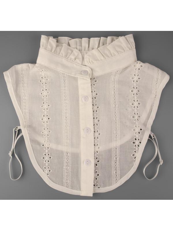 Воротник ложный стойка, ажурный, диаметр горловины = 46 см, 33 × 25,5 см, цвет айвори