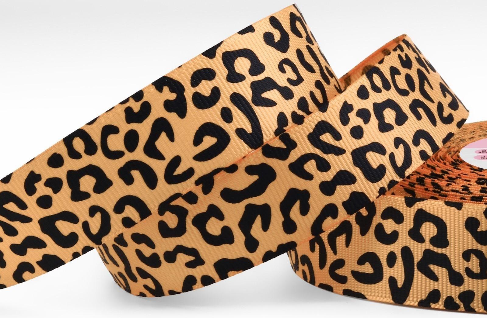 Лента репсовая «Леопард», 25 мм, 23 ± 1 м, цвет бежевый/чёрный