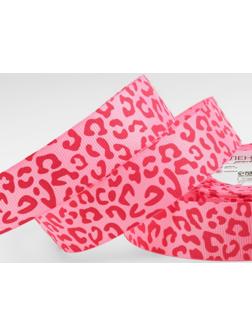 Лента репсовая «Леопард», 25 мм, 23 ± 1 м, цвет розовый