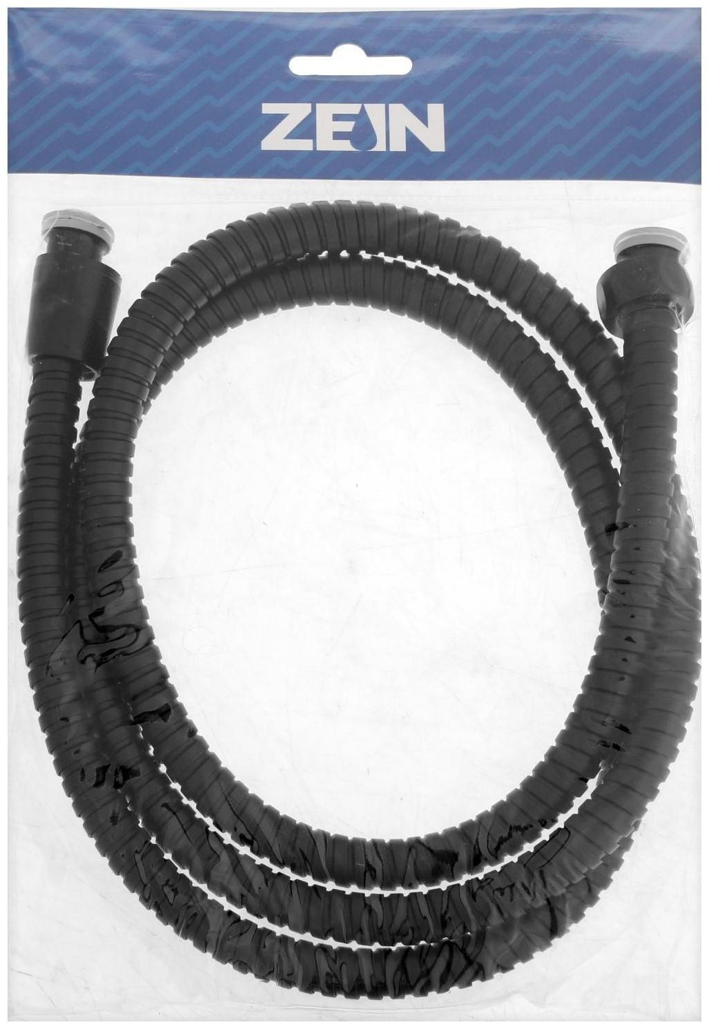 Душевой шланг ZEIN Z30PB, 150 см, гайки металл, латунная втулка, нержавеющая сталь, черный