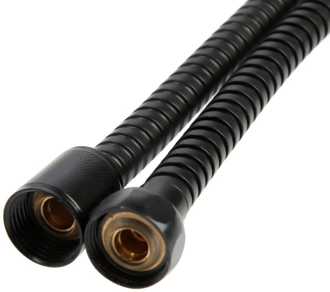 Душевой шланг ZEIN Z30PB, 150 см, гайки металл, латунная втулка, нержавеющая сталь, черный