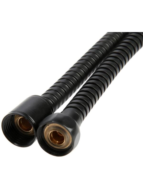 Душевой шланг ZEIN Z30PB, 150 см, гайки металл, латунная втулка, нержавеющая сталь, черный