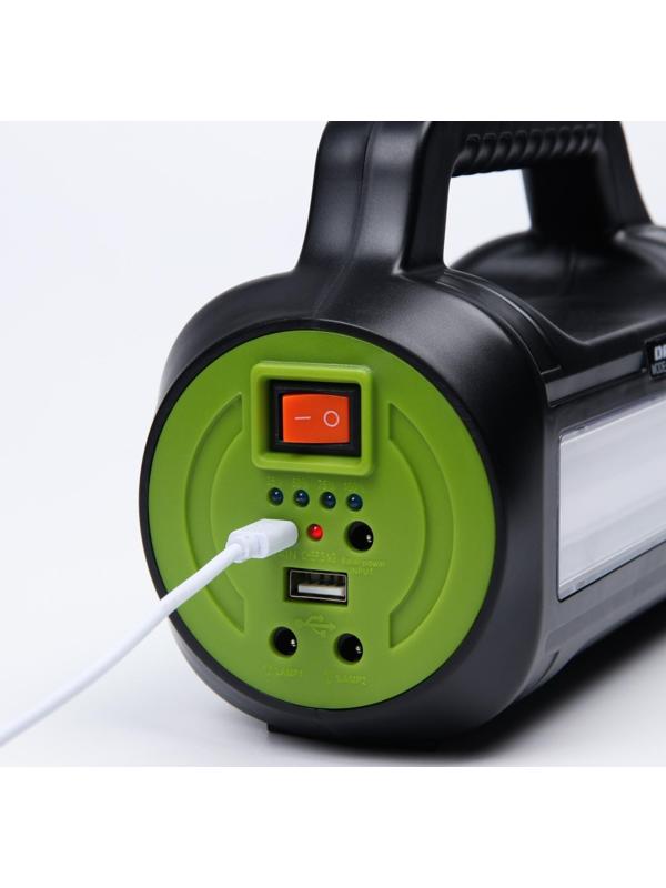 Фонарь прожекторный аккумуляторный, 10+10 Вт, 4000 мАч, Т6+LED, 6 режимов, солнечная батарея   93141