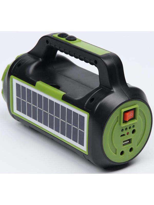 Фонарь прожекторный аккумуляторный, 10+10 Вт, 4000 мАч, Т6+LED, 6 режимов, солнечная батарея   93141