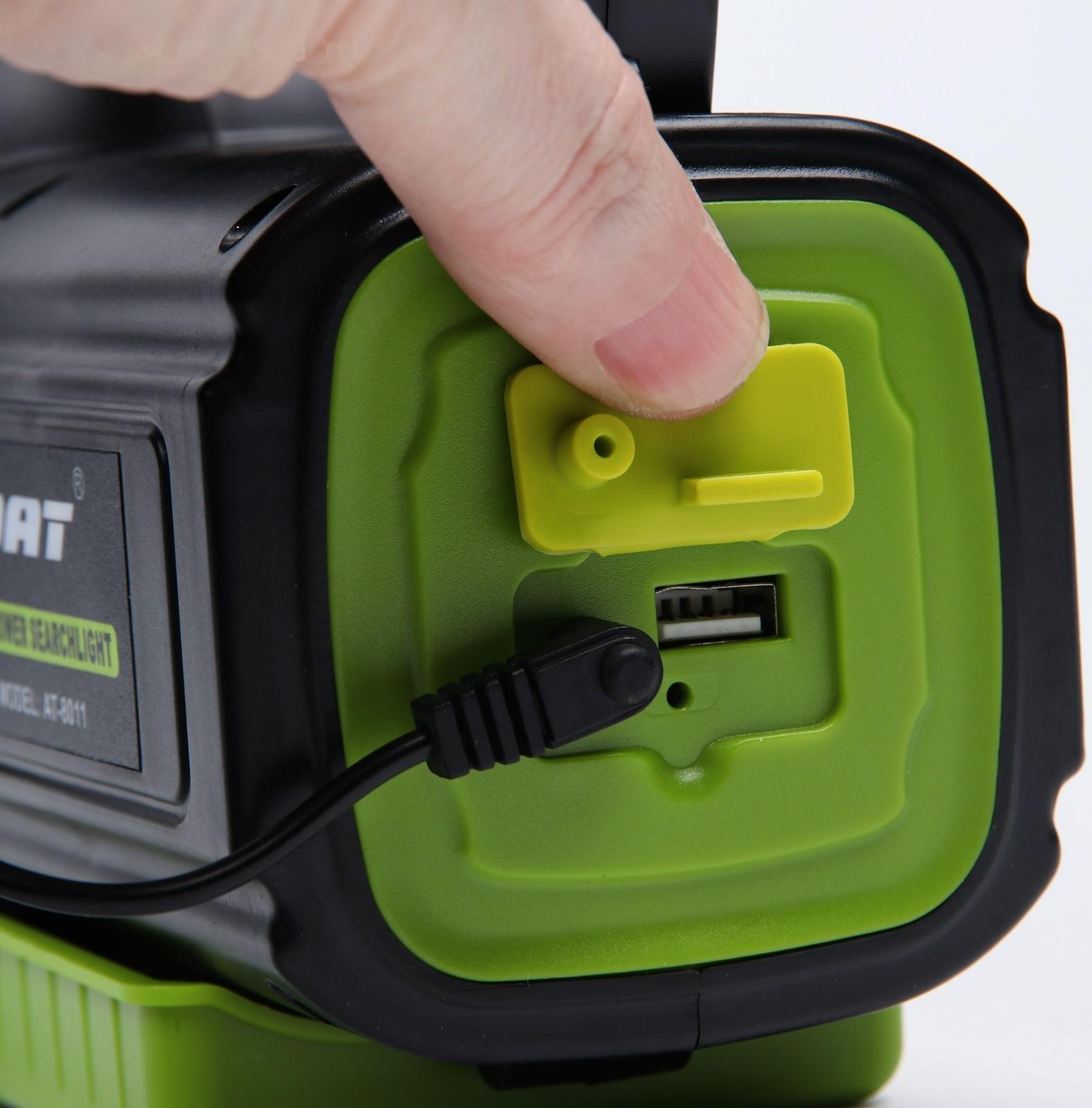 Фонарь прожекторный аккумуляторный, 20+10 Вт, 9000 мАч, Т6+LED, 6 режимов, USB