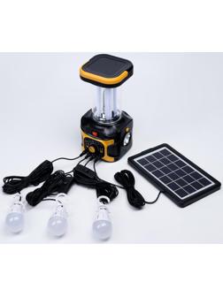 Фонарь кемпинговый аккумуляторный, 20+10 Вт, LED, индикатор заряда, USB, солнечная батарея