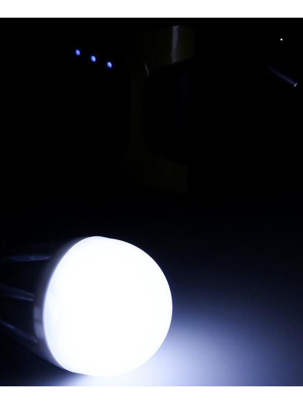 Фонарь кемпинговый аккумуляторный, 20+10 Вт, LED, индикатор заряда, USB, солнечная батарея